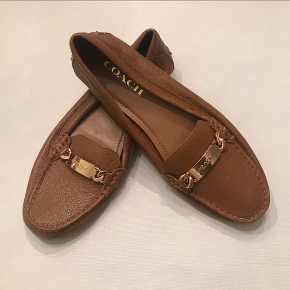 Coach new without box -8.5-camel-leather loafers.